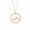 Simple Nature Snowy Mountain Necklace Circle Round Top Range Landscape Lover Camping Outdoor Necklaces for
