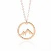 Nature simple Collier de montagne enneigée Circle Round Mountain Top Range Collier Landscape Lover Camping Colliers extérieurs pour les femmes