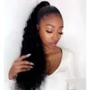 Afro Kinky Curly Clip-in Top Closure Ponytail African American Brasilianska Human Virgin Hair Natural Färg 160gram Drawstring Puff Hairstycke