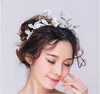 Koreanska brud Tiara Röda Pärlor Blomma Headband Tiara Bröllop Bröllopsklänning Hårtillbehör med tillbehör