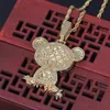 Fashion-colorful frog pendant necklaces for men women luxury diamonds animal pendants 18k gold plated copper zircons cuban chains jewelry