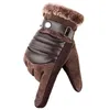 Classic Design Men Motorbike Driving Cold Proof Warm Gloves Black and Brown Pigskin Touch Screen Glove