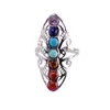 Anillo de piedras preciosas de siete chakras Anillo de gemas de aura de pulgar ajustable curativo