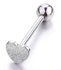 Newest Stainless Steel Fashion Sand Blasting Leveraged Straight Barbell Heart Tongue Rings Bars Piercing for Women