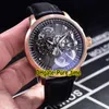 Ny Maurice Lacroix Masterpiece MP7128-SS001-300-1 Skeleton Dial Quartz Chronograph Mens Watch PVD Black Steel Case Leather Strap 2668