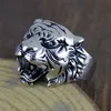 Atacado- Efeito tendência tridimensional tigre anel de luxo designer de jóias personalidade domineira titânio aço anel de aço frete grátis