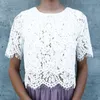 Red Loose Blouse Women Short Sleeve Tops Shirt Casual Lace Tops Shirt Fashion Women Ladies Clothing Tops