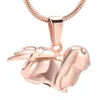 ZZL081 Angel Wing Rabbit rostfritt stål Keepsak Urn -halsband med Crystal Eyes Pet Memorial Jewelry for Cremation Ashes3604476