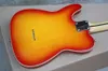 Guitare électrique Cherry Sunburst avec corps de reliure blanc, touche en palissandre, pickguard perlé blanc, peut être personnalisé sur demande