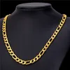 Statement Jewelry 24K Yellow Gold Filled Men039s Necklace Bracelet Set Figaro Curb Chain 2003903922039039240391125226