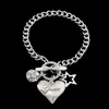 925 Silver Fashion Star Heart Charms Love Armband Smycken Hjärta Hänge Klassiskt Stiligt armband för Kvinnor Flickor