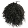 cauda humana Cabelo Curto Afro Kinky Curly Pony Hair Extension 120g alta Puff Afro Ponytails cordão de-cavalo (preto-1b)