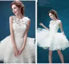 New Latest White Short Bridesmaid Dress Cocktail Dress Lace Flower Skirt Three-dimensional Cutting Ball Gown