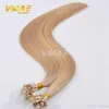 VMAE 100% Remy Vierge Naturelle Blonde Russe Péruvienne Double Dessinée Soyeuse Droite Micro Boucle Anneau Extensions de Cheveux Humains