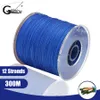 12 fili intrecciati linea di pesca 300M super treccia multifilamento PE linea pesca alla carpa 35-180LB acqua salata/acqua dolce