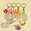 hot 6 color Mini Tennis Keychain Sports Style Key Chains metal Keychains Car Keyring Kids Toy Novel Birthday Gift Party SuppliesT2C5187