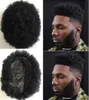 Men Hair System Afro Hair Toupee Men Hairpieces Super Full Thin Skin Toupee Jet Black#1 Brazilian Virgin Remy Human Hair Replacement for Men