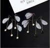 Koreanska örhängen retro konst handgjord pärla tulle fjäril vinge öron krok dangle örhängen blandade mode smycken grossist