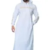 Mjartoria 2019 Müslüman Robe Hoodies Soslu Erkek Suudi Arap Uzun Kollu Thobe Jubba Thobe Kaftan Uzun İslami Adam Giyim