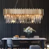 Phube Lighting Lampadario di cristallo moderno Lampade a sospensione ovali in oro di lusso Sospensione per sala da pranzo LED Lustres LLFA