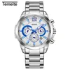 Temeite 2018 Mens Luxury Rostfritt stål Kalender Klockor Mode Quartz Klocka Man Klocka Datum Armbandsur Man Relogio