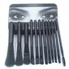 Макияж щетки M 12pcs Makeup Brush Designer Black Eyeshadow Foundation Powder Runt Lif