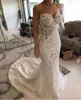 Arabski Aso Ebi luksusowy koronkowy z koralikami syrena ukochana sukienki ślubne vintage sukienki ślubne ZJ296 407