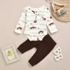 baby girl clothes set Newborn Infant Baby Boys Girls Cartoon Romper Animals Print Pant Outfits Clothes7204067