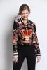 2019 Summer Fall Fashion Luxury Floral Print Collar Mujeres Casual Office Button Front Up Turn Down Neck Manga larga Top Camisa Blusa