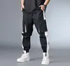 Mannen Hip Hop Belt Cargo Broek Man Patchwork Overalls Japanse Streetwear Joggers Design Harem