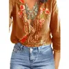 Women's Blouses & Shirts Women Boho V-Neck Lace Floral Long Sleeve Loose Summer Tops Casual Ladies Embroidery Flower Plus Size 2XL Blusas1