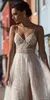 Gali Karten Beach Wedding Dresses Spaghetti Straps Lace Tulle Illusion Split Boho Sweep Train Bohemian Birdsal Wedding Gowns BM0846