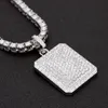 Fashion- Hop Necklace Jewelry Fashion Gold Iced Out Chain Full Rhinestone Dog Tag Pendant Necklaces265E