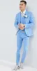 Tuxedos de marié bleu clair, revers cranté, smoking de mariage, mode hommes, veste de bal, blazer, costume 3 pièces (veste + pantalon + cravate + gilet) 1826