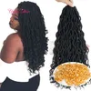 Bogini Locs Hair 18inch Syntetyczne oplatanie Włosów Rozszerzenia Szydełko Warkocze Ombre Body Wave Włosy Włosy Czeski Zamki dla kobiet