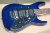 Guitare électrique classique bleu foncé avec corps en frêne, Tremolo Floyd Rose, Pickguard noir, touche en palissandre, peut être personnalisée.