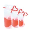 Clear Drink Pouches Bags Frosted Zipper Plastic Drinking Bag With Holder Reclosable Heat-Proof Juice Bag Drinkware Pouch GGA3390-1