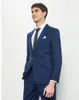 Le plus récent Slim Fit marié Tuxedos bleu foncé meilleur homme costume cran revers Groomsman hommes costumes de mariage marié (veste + pantalon) DH6203