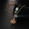 Guld arom diffusor halsband mesh design locket bur hängsmycke halsband aromaterapi smycken med gratis lave bomull bollar