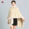Moda Lüks El Sanatları Fox Kürk Ceket Cape Uzun Büyük Kaşmir Faux Kürk Palto Pelerin Şal Kadınlar Sonbahar Kış Sarar Panço