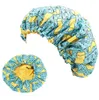 2PCSSET Vlek Zijdeachtige Grote Motorkap voor Ouder Kinderen Afrikaanse Print Ankara Motorkap Vrouwen Kinderen Slaap Cap Headwrap Hoed Haar Wrap6449929