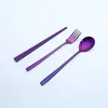 304 Stainless Steel Cutlery fork spoon chopsticks three piece set student office portableTableware set Dinnerware T2I5917