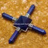 10pcs Générateur d'énergie pyramide en pierre de lapis naturel, 4 points Feng Shui Reiki Healing Crystal Tigers Generator Gemstone