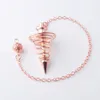 WOJIAER Rose Gold Metal Pendulum Pendant Pendulo Radiestesia Pendulums for Dowsing Spiral Cone Antique Pyramid Pendule Reiki Jewelry O9458