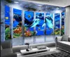 Aangepaste muurschildering behang 3D-ruimte, prachtige mariene dolfijnen, moeder en kind woonkamer slaapkamer achtergrond wanddecoratie behang