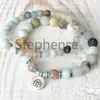 MG0680 Naturlig Sunstone Matta Amazonite Armband Set 6 mm och 8 mm Naturlig ädelsten Energy Armband Ny design Kvinnors Yoga Mala Armband