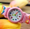 Mode Cartoon Kid Watch 3D Butterfly Flower Silicone Straps Nummer Färgrik Pekare Candy Rubby Student Quartz Armbandsur