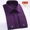 Camisas masculinas Camisas de abotoaduras francesas camisa de linhas de negócios Homem social de manga longa para homens química homme manche