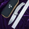 JK3215 Flipping Folding knife D2 blade Titanium Meteorite pattern handle kitchen outdoors utility fruit Knives EDC TooL