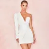 Sexig Blazer Dress Women Deep V-Neck Coat Fashion Party Club Wrap Mini Dresses One Shoulder Women Coats and Jackets1